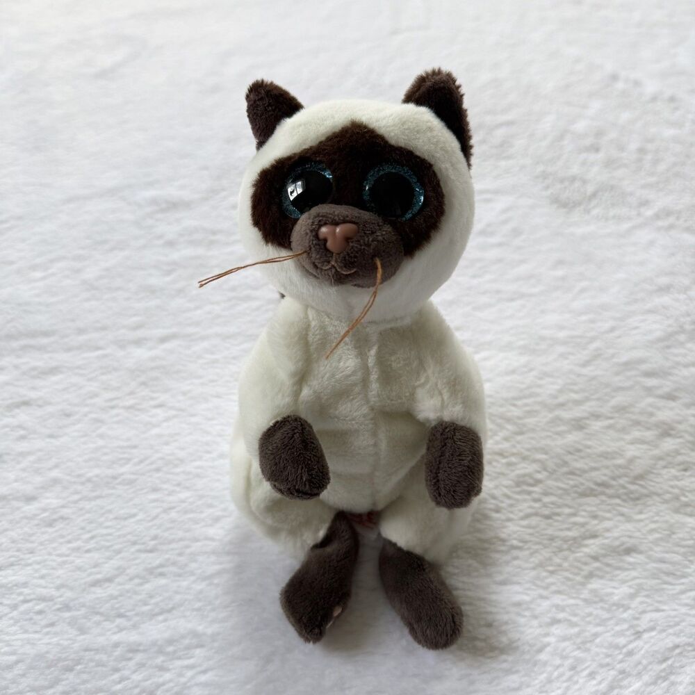 Ty Beanie Bellies Miso Siamese Cat Plush Beanbag Stuffed Animal Glitter Eyes 6in